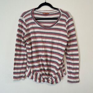 Modcloth Womens Twist Front Top LARGE Multicolor Long Sleeve Pullover Stretch